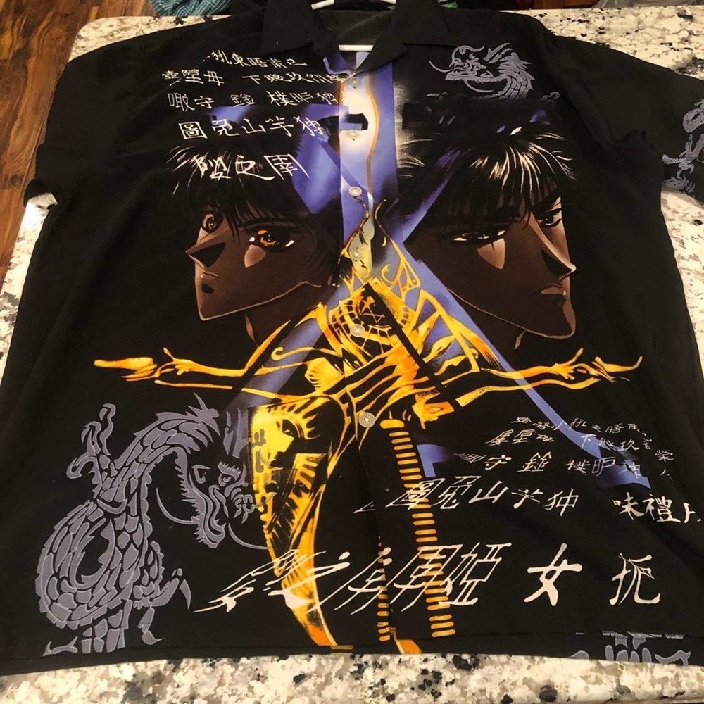 Bee I Men’s XXL 2XL Graphic Anime Button up Shirt